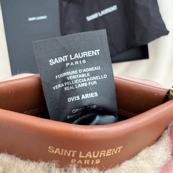 Saint Laurent Mini Shearling Crossbody Bag w Chain Strap - Picture 5 of 9